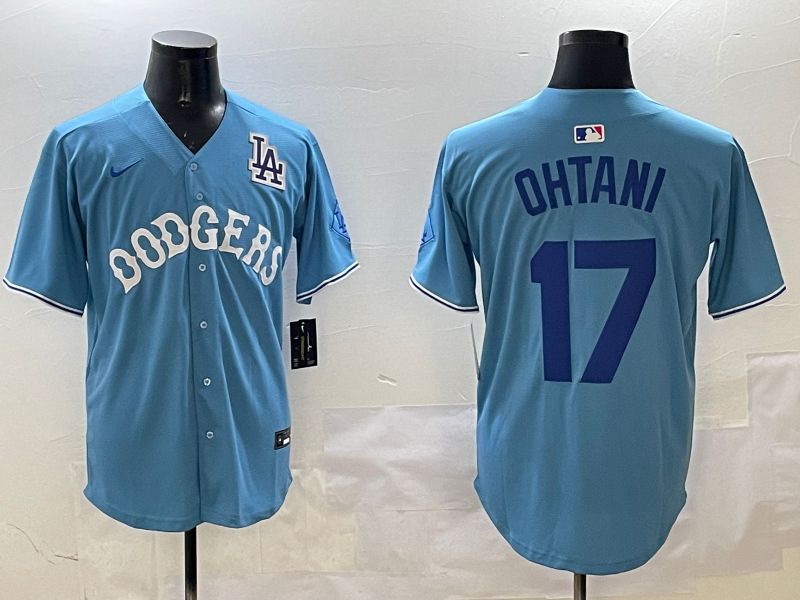 Men Los Angeles Dodgers 17 Ohtani Light Blue Throwback Game 2025 Nike MLB Jersey style 6
